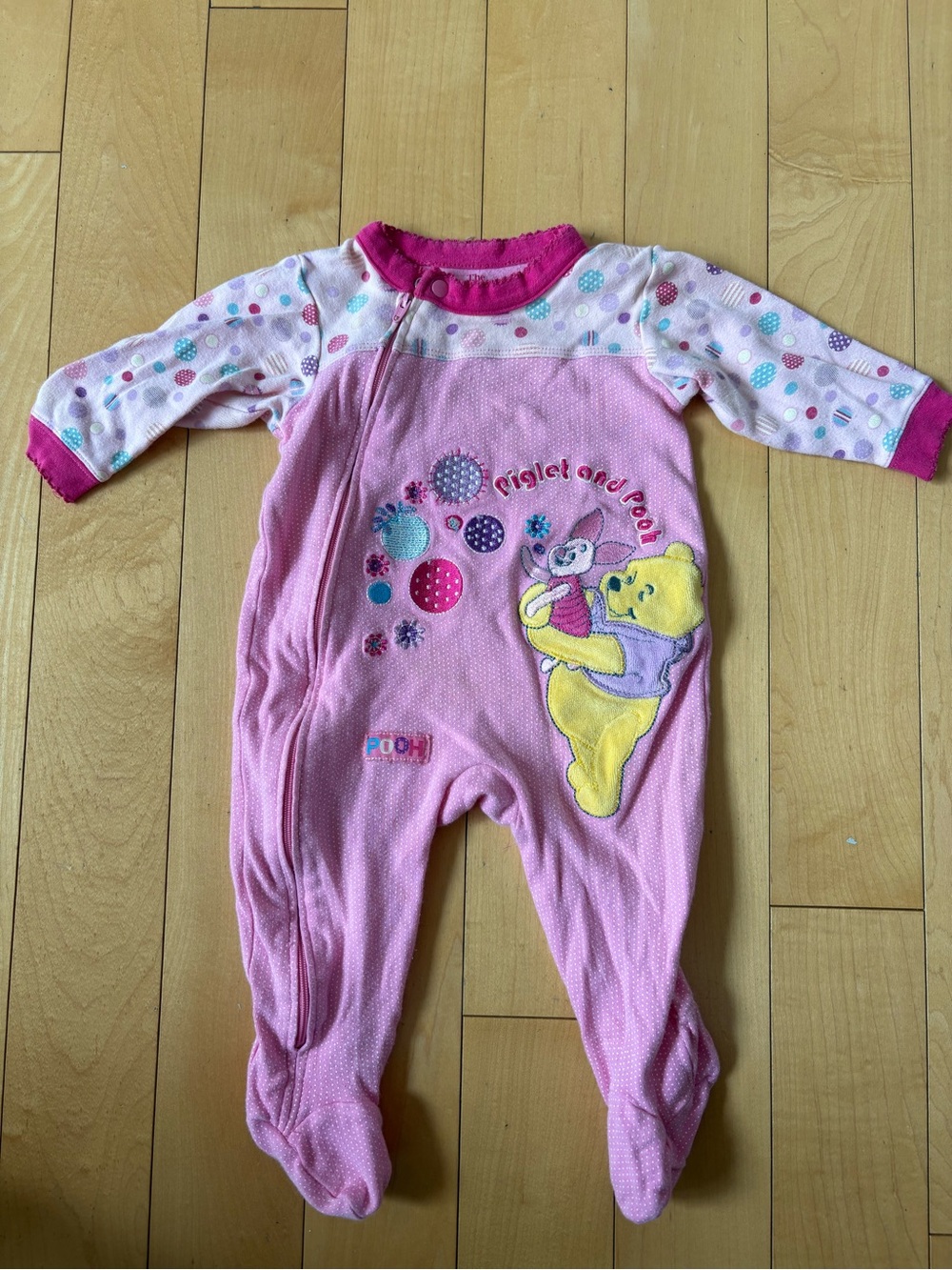 Y2K Winnie the Pooh Pink Baby One-Piece Footed Sleeper 2009